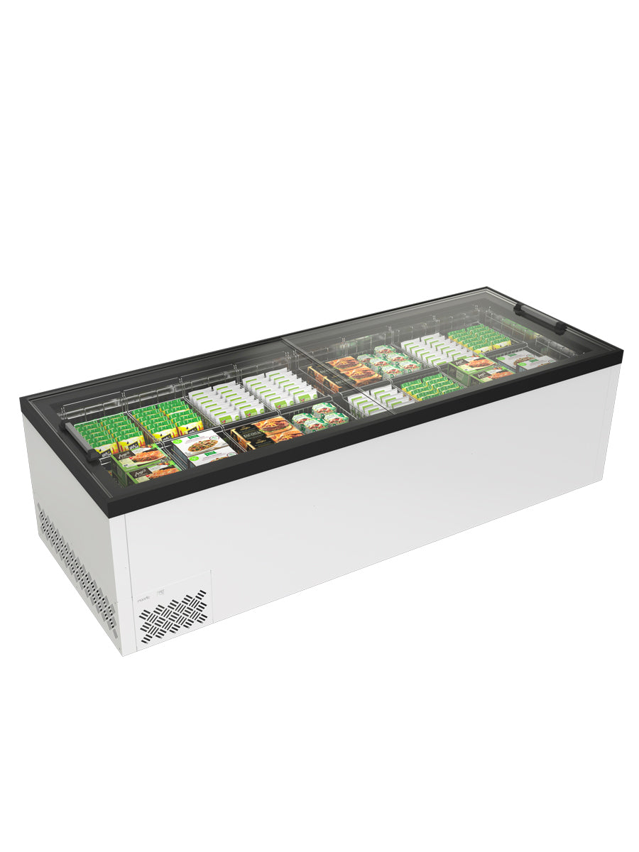 Mondial Oasi 250 MW LED Refrigerated island with flat sliding glass lids
Code Oasi250MWLED