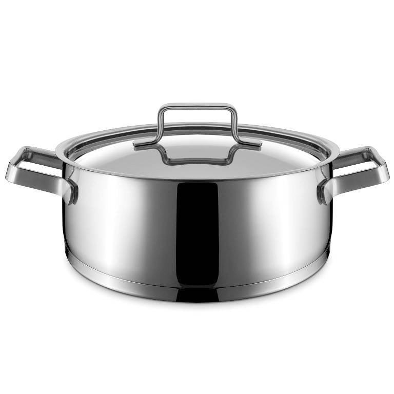 FLACHER EDELSTAHLTOPF MIT DECKEL 16CM