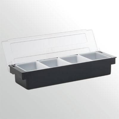 PORTACONDIMENTI IN PLASTICA A 4 COMPARTI CON COP