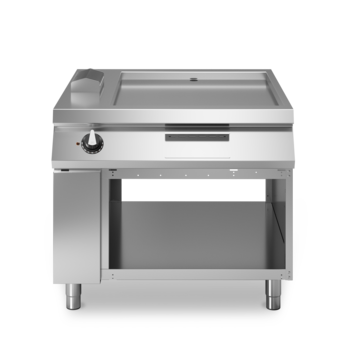 Electric fry top with smooth chromed plate on open cabinet Code R110/100FTE/CL/A