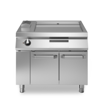 Electric fry top, smooth plate on cabinet with doors Code R110/100FTE/L/P