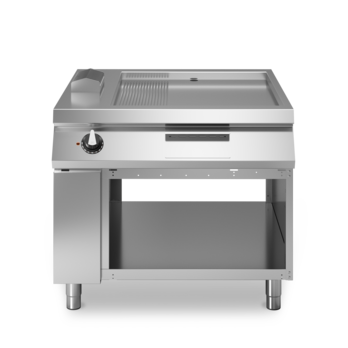 Electric fry top griddle 2/3 smooth 1/3 ribbed on open cabinet Code R110/100FTE/LR/A