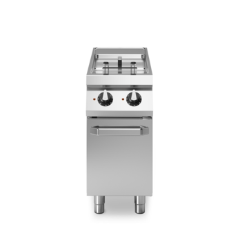 Electric fryer 2 wells 8+8 liters on cabinet with doors Cod. R110/40FRER/2V8/P
