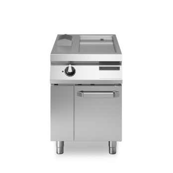 Fry top elettrico piastra liscia cromata su vano con porte Cod. R110/60FTE/CL/P