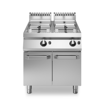 Friggitrice gas 2 vasche 13+13 litri su vano con porte Cod. R110/80FRGV/2V13/P