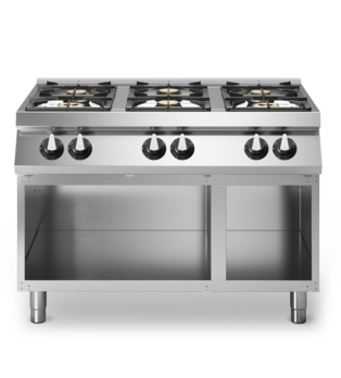 Piano di cottura a gas, 6 fuochi su vano aperto Cod. R70/120PCGB/A