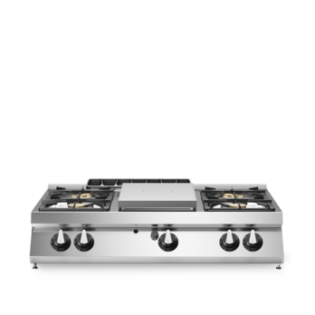 All-plate gas cooker, 4 burners with enamelled drip trays, top model Code R70/120TPPGFB/T