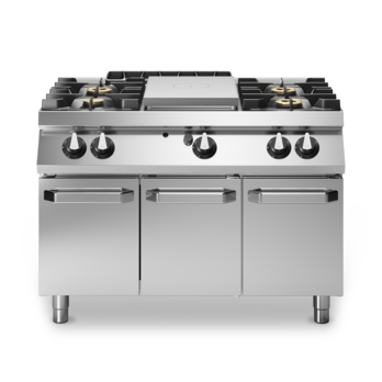 Cucina tuttapiastra gas con 4 fuochi su vano con porte Cod. R70/120TPPGF/P