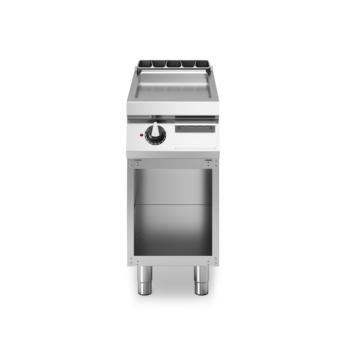 Electric fry top, smooth chromed plate on open cabinet Cod. R90/40FTE/CL/A