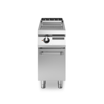 Fry top elettrico piastra rigata cromata su vano con porta Cod. R90/40FTE/CR/P