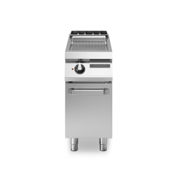 Elektrischer Grill mit gerillter Platte auf Unterschrank mit Tür, Art.-Nr. R90/40FTE/R/P