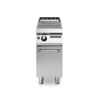 Gas griddle on open cabinet with door Item R90/40FTG/R/P