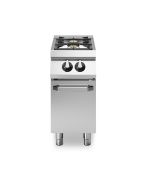 Piano di cottura a gas, 2 fuochi su vano con porta Cod. R70/40PCGB/P