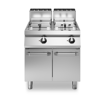 Friggitrice gas 2 vasche 13+13 litri su vano con porte Cod. R70/80FRGL/2V13/P