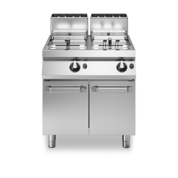 Gas fryer 2 tanks 13+13 liters on cabinet with doors Cod. R70/80FRGV/2V13/P