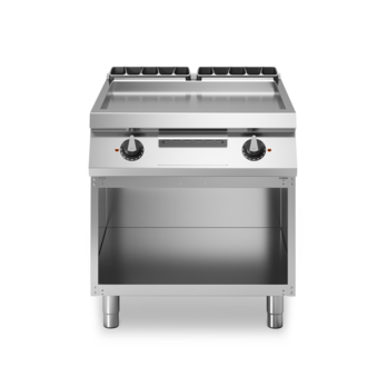 Electric fry top, smooth chrome plate on open cabinet Code R90/80FTE/CL/A