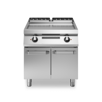 Electric fry top with smooth plate on cabinet with doors Cod. R70/80FTE/L/P