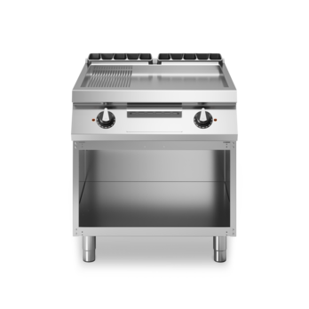 Electric fry top griddle 2/3 smooth 1/3 ribbed on open cabinet Code R90/80FTE/LR/A