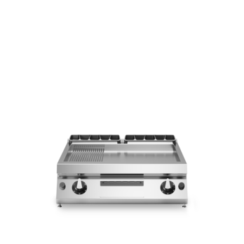 Fry top gas piastra 2/3 liscia 1/3 rigata cromata modello top Cod. R70/80FTG/CLR/T