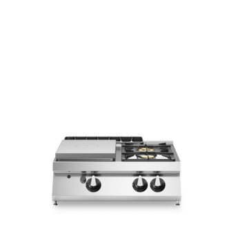 Cucina tuttapiastra gas, 2 fuochi bacinelle smaltate, modello top Cod. R70/80TPPGFB/T