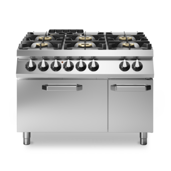 Cucina gas 6 fuochi su forno elettrico statico e vano neutro Cod. R90/120CFGE