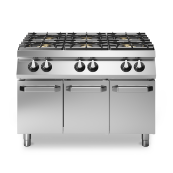 Piano di cottura a gas 6 fuochi su vano con porta Cod. R90/120PCGB/P