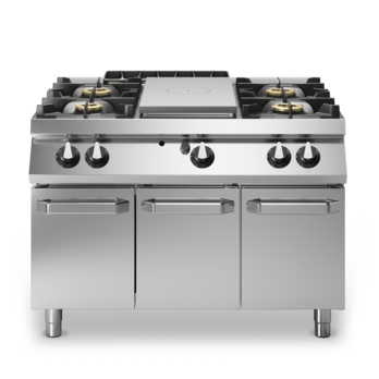 Cucina tuttapiastra gas con 4 fuochi su vano con porte Cod. R90/120TPPGF/P