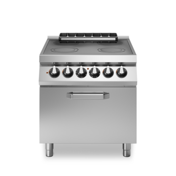 Cucina elettrica con piani di cottura in vetroceramica a 4 zone su forno elettrico ventilato Cod. R90/80CFVEV