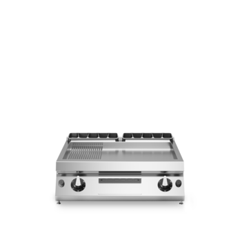 Fry top gas piastra 2/3 liscia 1/3 rigata cromata modello top Cod. R90/80FTG/CLR/T