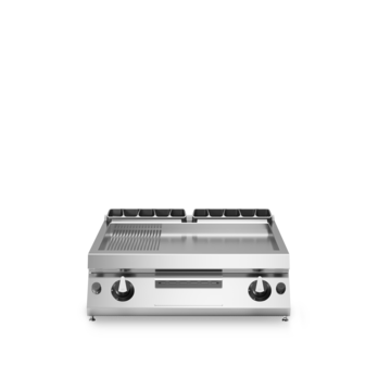 Fry top gas griddle 2/3 smooth 1/3 ribbed top model Cod. R90/80FTG/LR/T