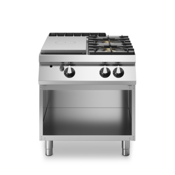 Gas solid top cooker, 2 enamelled basins, on open cabinet Code R90/80TPPGFB/A