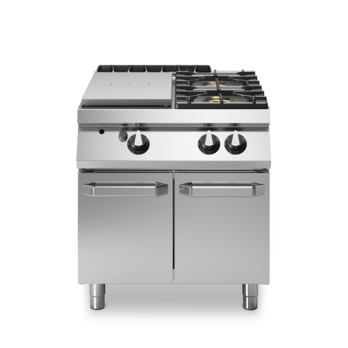 Solid top gas cooker, 2 enamelled hotplates, on cabinet with doors Cod. R90/80TPPGFB/P