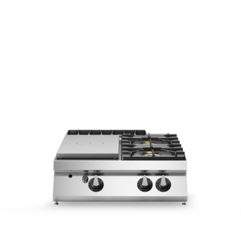 Cucina tuttapiastra gas, 2 fuochi bacinelle smaltate, modello top Cod. R90/80TPPGFB/T