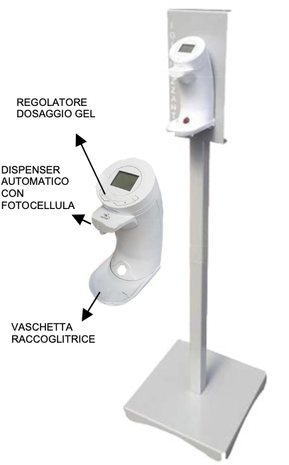 Distributore gel igienizzante totem con fotocellula