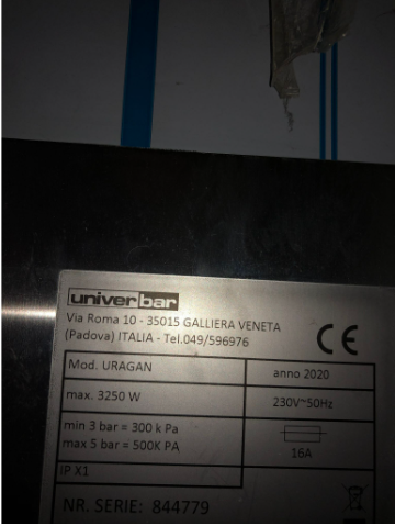 Lavabicchieri uragan univerbar sala espositiva