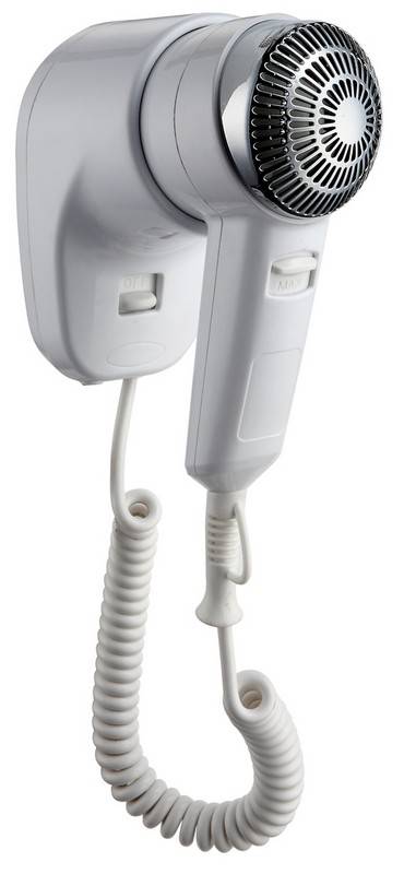 ASCIUGACAPELLI 1200W CON SUPPORTO DA PARETE, CORPO IN ABS CON FINITURA CROMATA