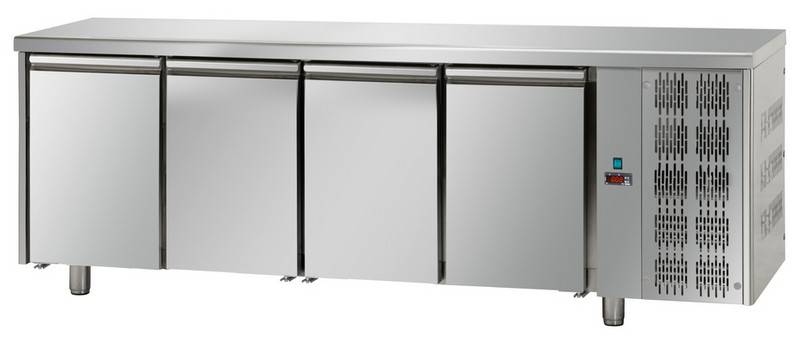 TAVOLO REFRIGERATO GN 1/1 CON 4 PORTE IN ACCIAIO INOX