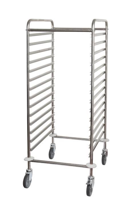 STAINLESS STEEL TROLLEY FOR 14 GASTRONORM 2/1 TRAYS