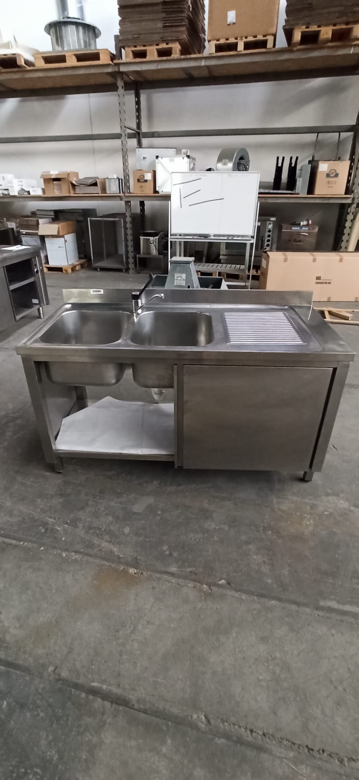 Lavello inox armadiato 2 vasche usato