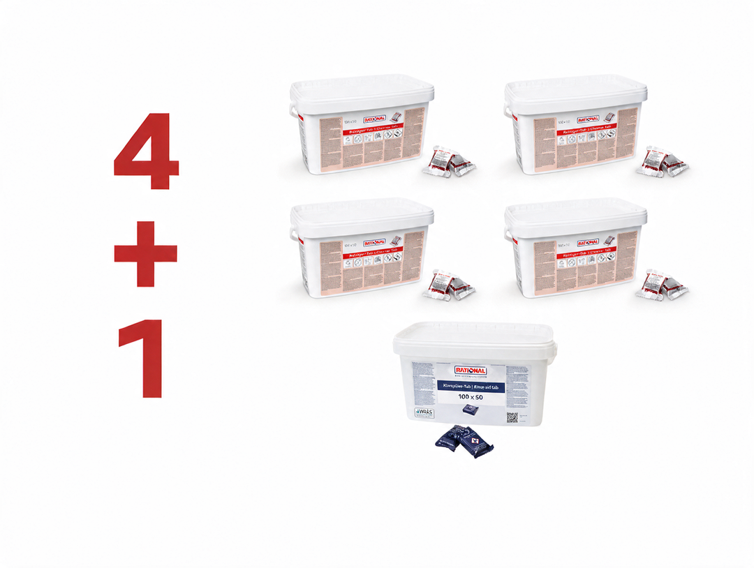 Masterpack (4+1) 56.02.315E – RATIONAL Pastiglia detergente priva di fosfati &amp; Brillantante Rational 150 pastiglie 56.00.562