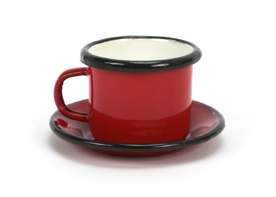 Tazzina Caffe' Con Piattino Smaltato Rosso 5Cm. Cod. 012173 - Borz Cooking  Store