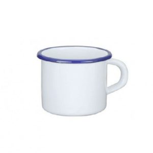 Tazzina Caffe' Smaltato Bianco/Blu 5Cm. Cod. 012248