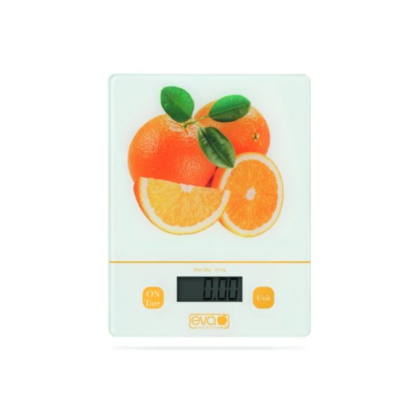 Bilancia Cucina Digitale Vetro Arancia 5Kg/1G Eva. Cod. 033325