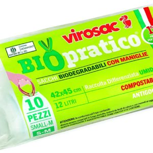 10 Sacchi Rifiuti Biodegradabili+Maniglie 12L 42X45Cm. Cod. 042260