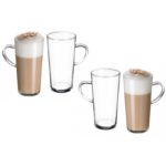 4 Bicchieri Latte Macchiat+Manico 'Carina' Vetro 300M. Cod. 090715