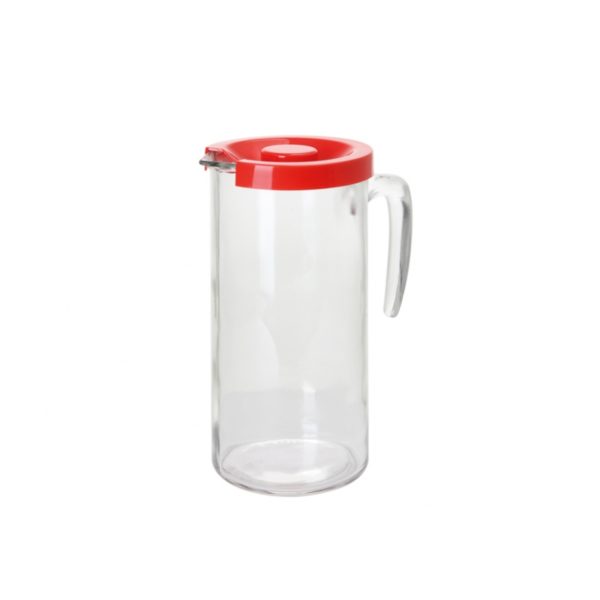 Caraffa Vetro+Tappo Rosso 'Wanda'  Vetro 1,1L. Cod. 090833