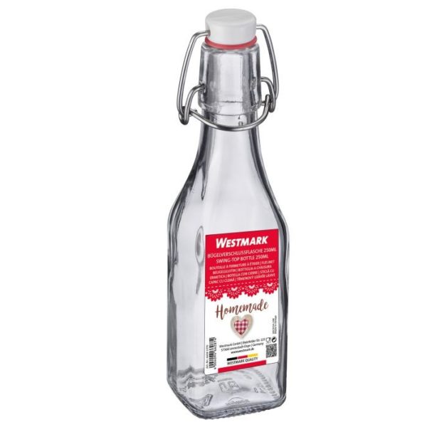 Bottiglia Vetro Con Tappo Meccanico Quadrata 250Ml. Cod. 101028